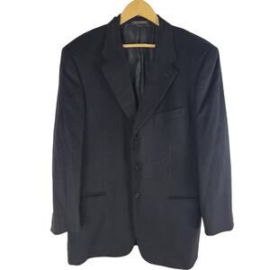 Trussini Blazer Doeskin Black Three Button Lined Size 46R